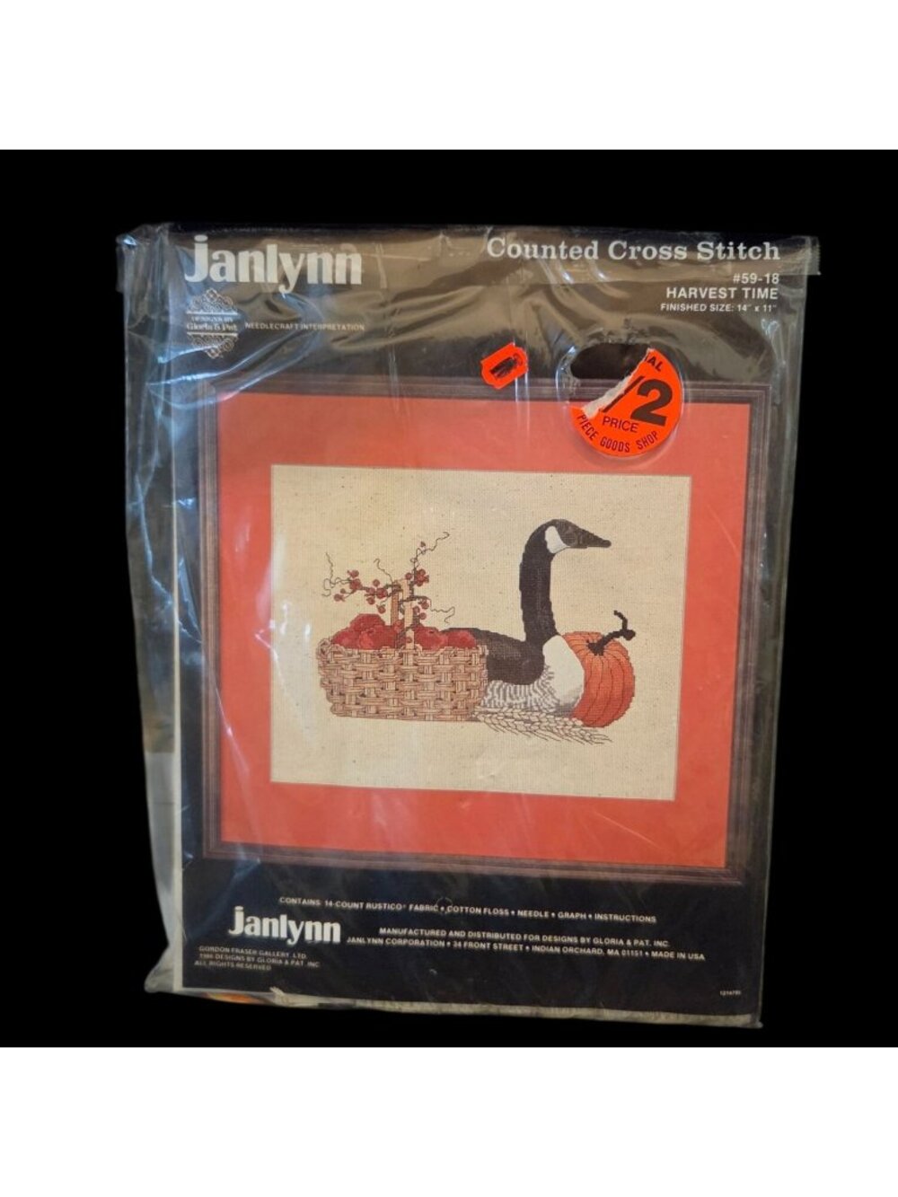 Janlynn Counted Cross Stitch Kit HARVEST TIME Goose Pumpkin 59-18